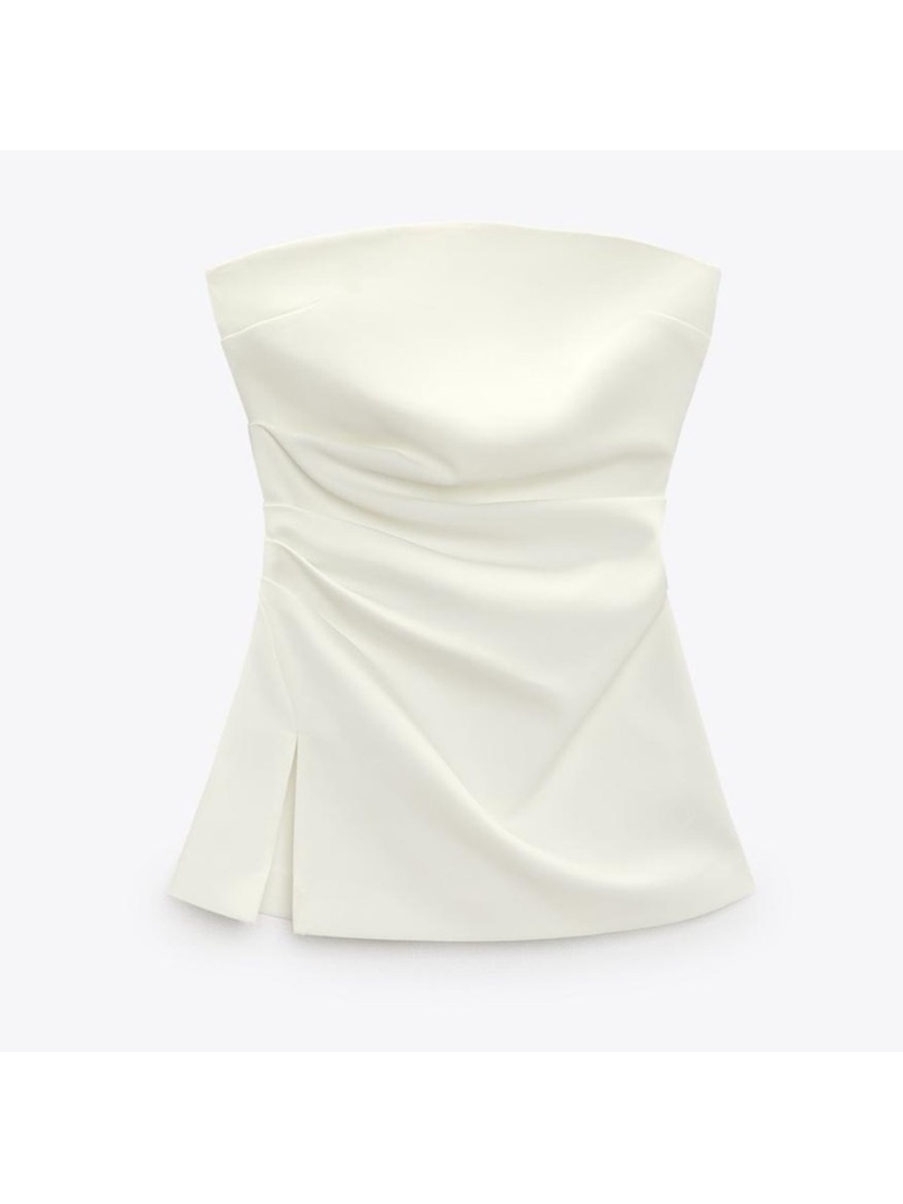 Zara Ivory Strapless Satin Top
